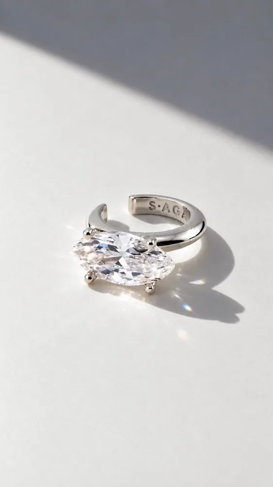 No piercing needed. Just silver and crystal.